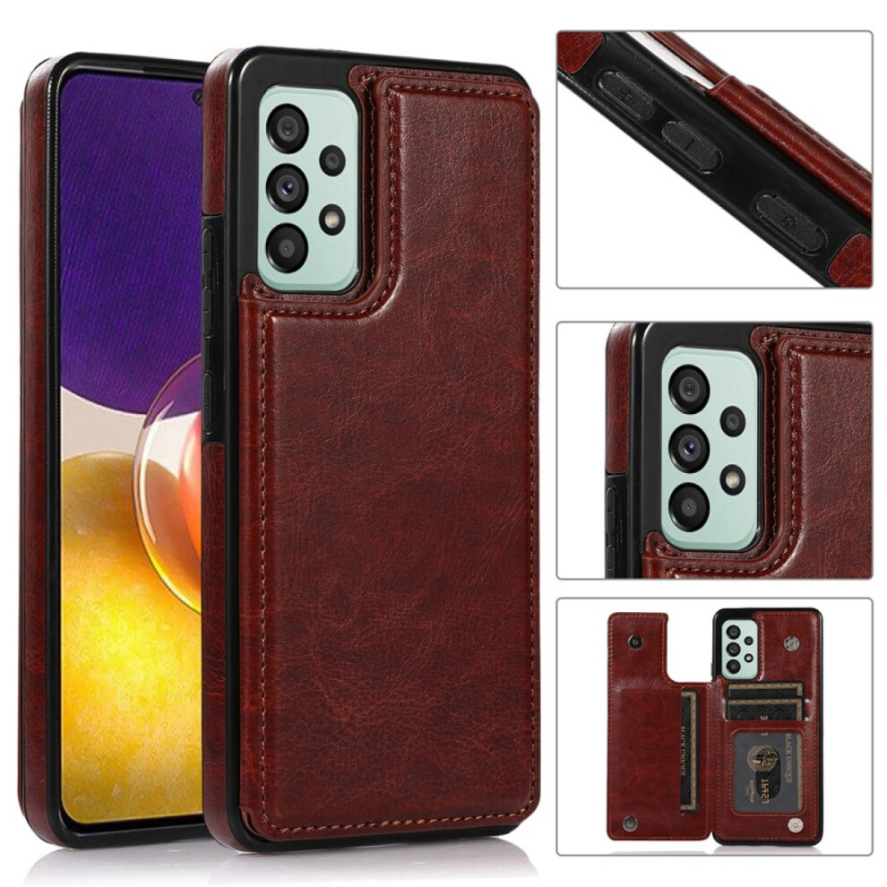 For Samsung S22 Ultra Case with Card Holder, Magnetic Back Flip Case for Samsung Galaxy S22 Ultra Wallet Case(Brown)
