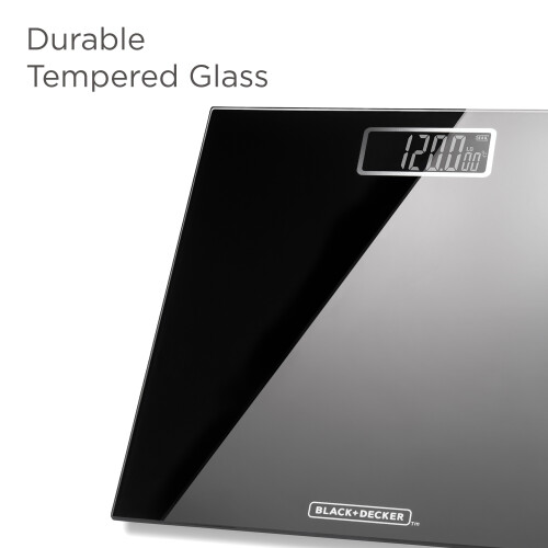 Black + Decker BLACK+DECKER Digital Bathroom Scale, High Precision Sensor System, Durable Tempered Glass, LCD Display, Black 2
