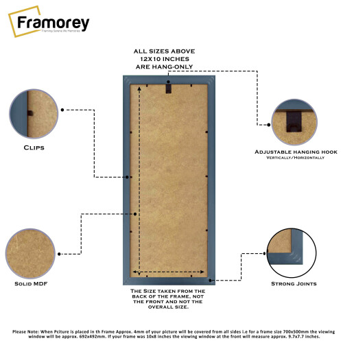 (100x35CM) Panorama Style Grey Picture Frame / Solid Wood Effect Frame / Black Photo Frame 2