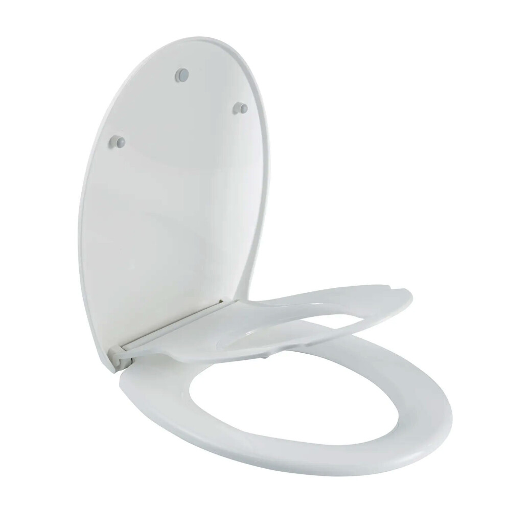 Oval Family Toilet Seat in White Soft Close Top & Bottom Fixing