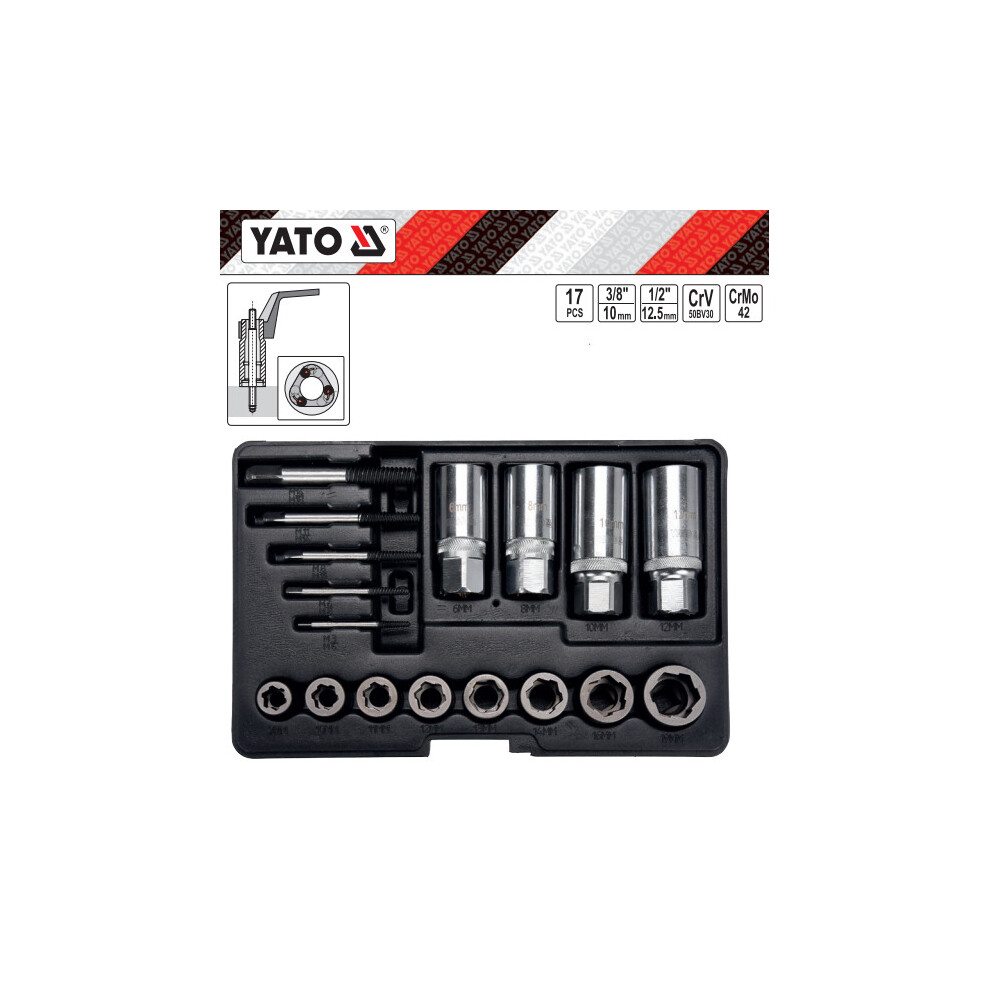 Yato Yt-06033, Roller Stud, Nuts And Screws Extractor Set 17Pcs Size 17