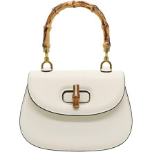 (White) New Womens Tote Bag,Bamboo Shaped Top Handle Satchel Crossbody