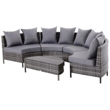 Large Rattan Sofa Set Patio Garden Furniture Round Wicker Lounge Couch Table