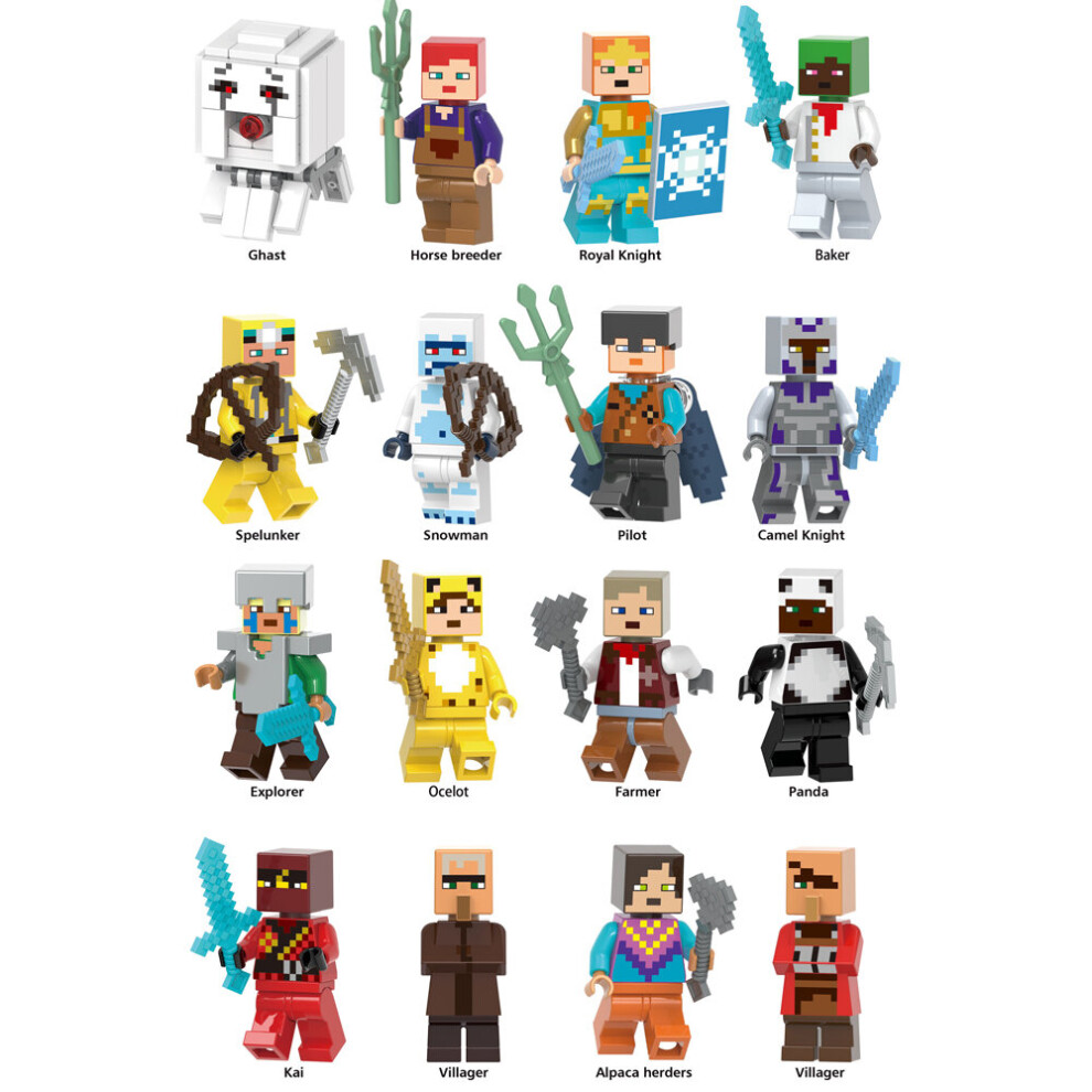 (Style C 16pcs) Minecraft Series 16Pcs/Set Building Blocks Minifigure Mini Toys