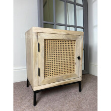 Rattan Bedside Table Rustic Side Cabinet Plant Lamp Stand Vintage Storage Unit