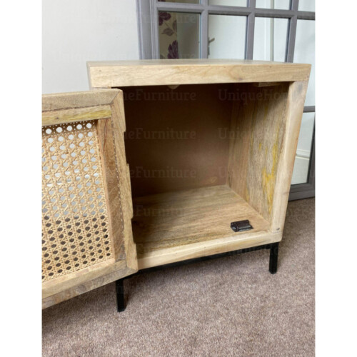Rattan Bedside Table Rustic Side Cabinet Plant Lamp Stand Vintage Storage Unit 1