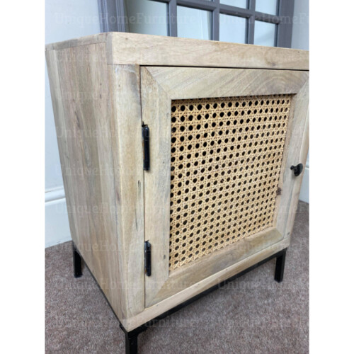 Rattan Bedside Table Rustic Side Cabinet Plant Lamp Stand Vintage Storage Unit 2