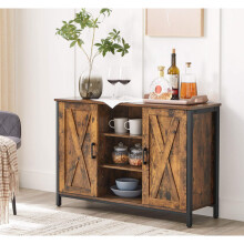 Industrial Storage Sideboard Rustic Metal Cupboard 2 Door Shelf Vintage Cabinet
