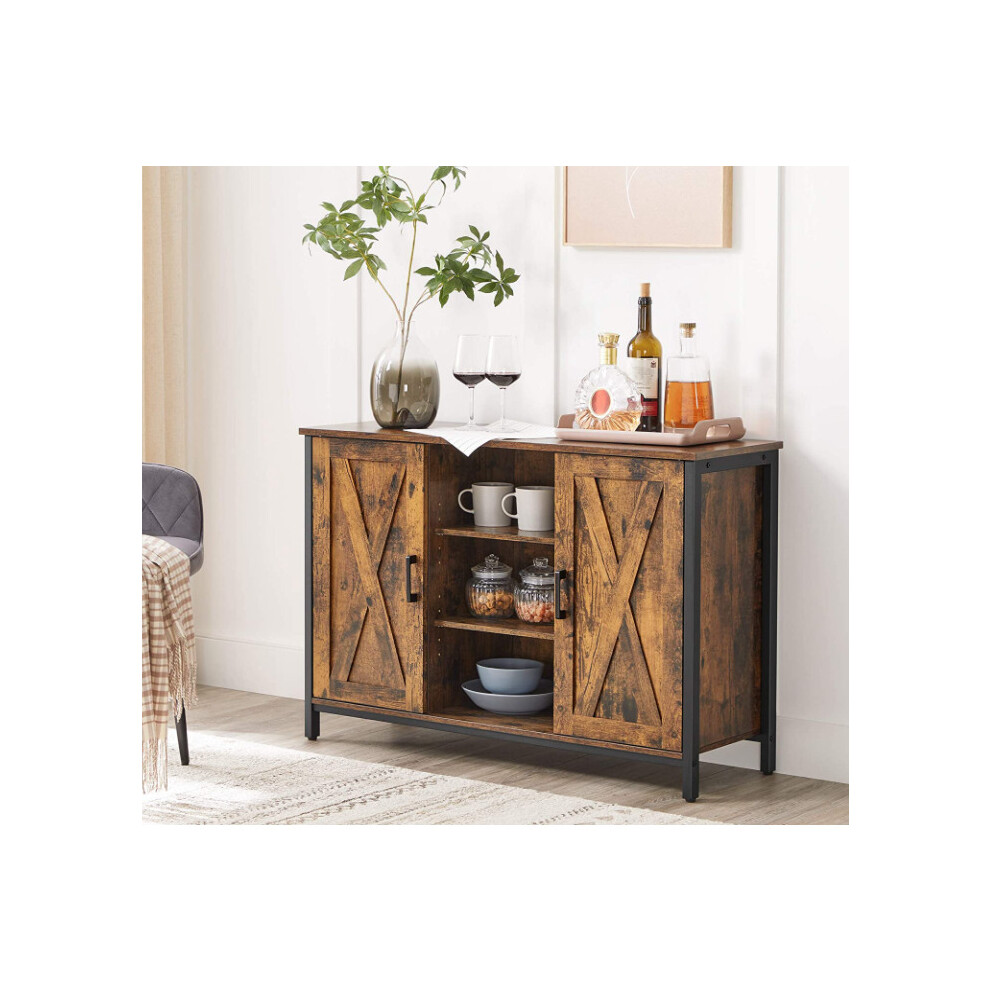 Uhf Industrial Storage Sideboard Rustic Metal Cupboard 2 Door Shelf Vintage Cabinet