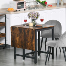 Drop Leaf Dining Table Industrial Breakfast Kitchen Small Rustic Metal Folding