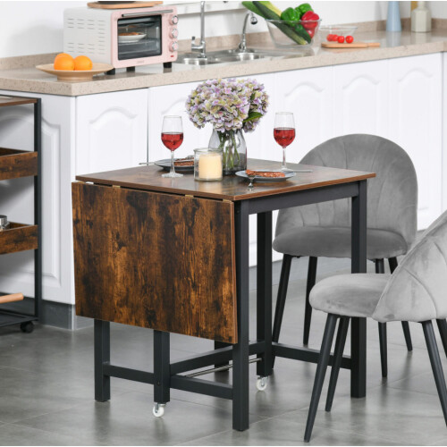 Drop Leaf Dining Table Industrial Breakfast Kitchen Small Rustic Metal Folding
