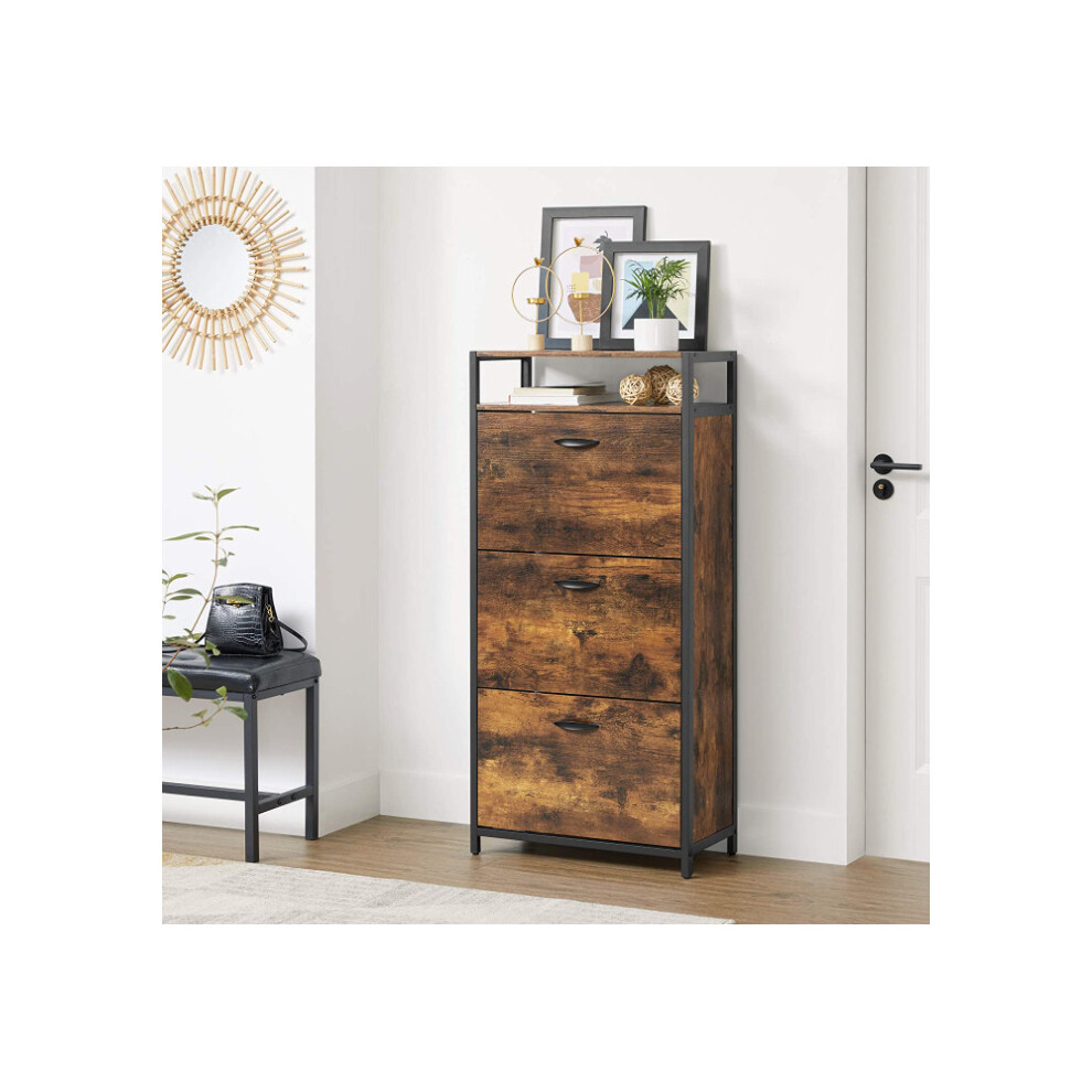 Uhf Industrial Shoe Cabinet Tall Storage Shelves Rustic Metal Cupboard Vintage Hall
