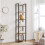 Tall Narrow Bookcase Vintage Industrial Display Unit Slim Rustic Storage Cabinet 1