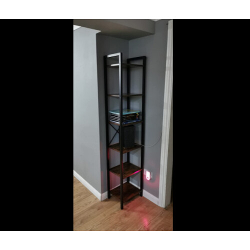 Tall Narrow Bookcase Vintage Industrial Display Unit Slim Rustic Storage Cabinet 2