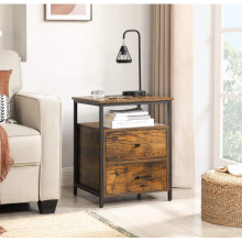 Industrial Bedside Table Vintage Storage Drawer Cabinet Rustic Metal Nightstand