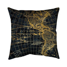 Begin Home Decor 5541-2020-CI120 20 x 20 in. Blue & Marine World Map Globe-Double Sided Print Indoor Pillow