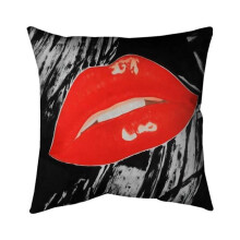 Begin Home Decor 5541-2020-FI56 20 x 20 in. Kissable Glossy Lips on A Black Background-Double Sided Print Indoor Pillow