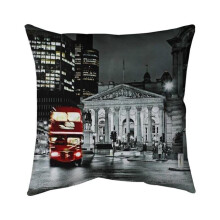 Begin Home Decor 5541-2020-CI111 20 x 20 in. Greyscale Pantheon with Red Bus-Double Sided Print Indoor Pillow