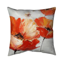 Begin Home Decor 5541-2020-FL56-CR 20 x 20 in. Red Wild Flowers in the Wind-Double Sided Print Indoor Pillow