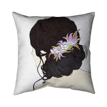 Begin Home Decor 5541-2020-FI61-1 20 x 20 in. Woman From Behind with Pink Flowers-Double Sided Print Indoor Pillow