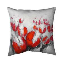 Begin Home Decor 5541-2020-FL64 20 x 20 in. Red Tulips-Double Sided Print Indoor Pillow
