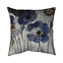 Begin Home Decor 5541-2020-FL96 20 x 20 in. Blue Blurry Flowers-Double Sided Print Indoor Pillow
