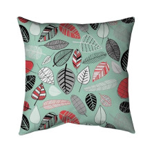 Begin Home Decor 5541-2020-MI73 20 x 20 in. Turquoise Leaf Patterns-Double Sided Print Indoor Pillow