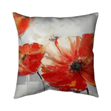 Begin Home Decor 5541-2020-FL55-CR 20 x 20 in. Abstract Red Wild Flowers-Double Sided Print Indoor Pillow