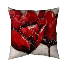 Begin Home Decor 5541-2020-FL86 20 x 20 in. Red Tulips Closeup-Double Sided Print Indoor Pillow