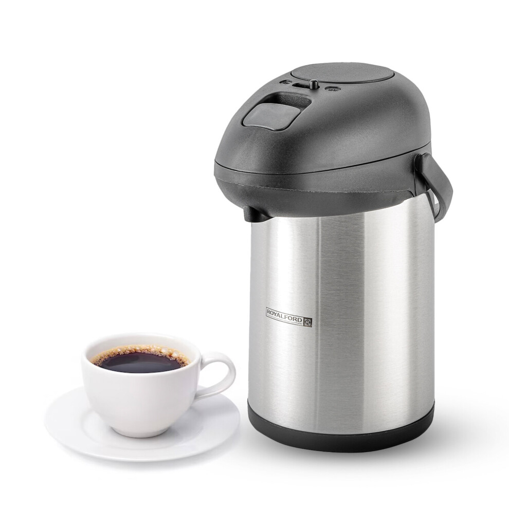 Royalford Airpot Vacuum Flask Hotcold Insulated Dispenser Pumpaction3l