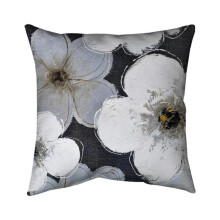 Begin Home Decor 5541-2020-FL9 20 x 20 in. Grey Flowers-Double Sided Print Indoor Pillow