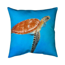 Begin Home Decor 5541-2626-AN275 26 x 26 in. Green Aquatic Turtle-Double Sided Print Indoor Pillow