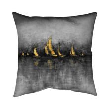 Begin Home Decor 5541-2020-CO159-1 20 x 20 in. Gold Sailboats-Double Sided Print Indoor Pillow
