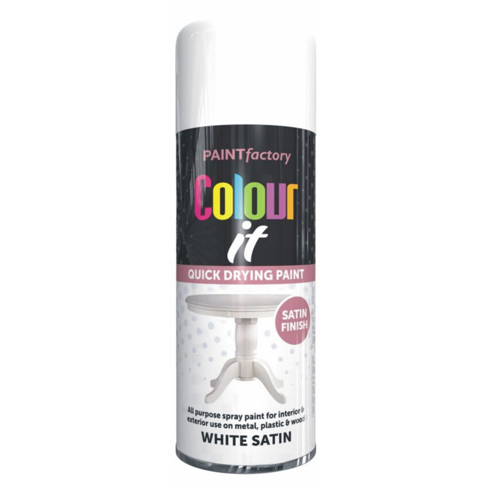 400ml White Satin Spray Paint Aerosol Lacquer Wood Metal Plastic & All