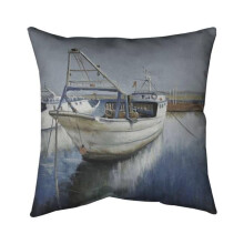 Begin Home Decor 5541-2020-CO41-2 20 x 20 in. Blue Fishing Boat-Double Sided Print Indoor Pillow