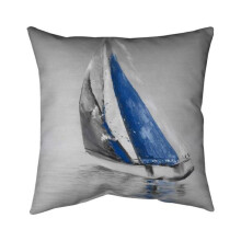 Begin Home Decor 5541-2020-CO63-1 20 x 20 in. Grey & Blue Boat Sailing-Double Sided Print Indoor Pillow