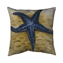 Begin Home Decor 5541-2020-CO68-1 20 x 20 in. Blue Starfish-Double Sided Print Indoor Pillow
