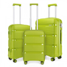 (green, 20/24/28 inch) 20/24/28 Inch PP Hard Shell Suitcase With TSA Lock