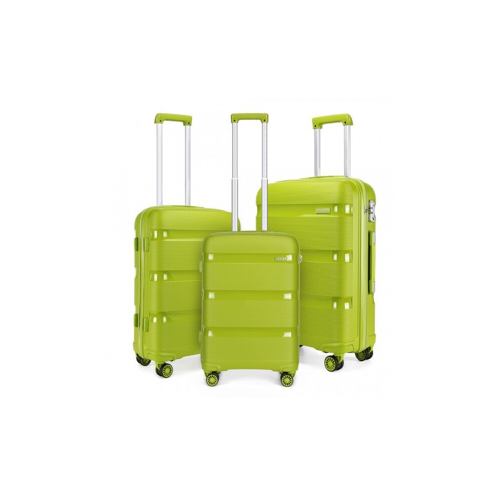 Kono (Green, 20/24/28 Inch) 20/24/28 Inch Pp Hard Shell Suitcase With Tsa Lock