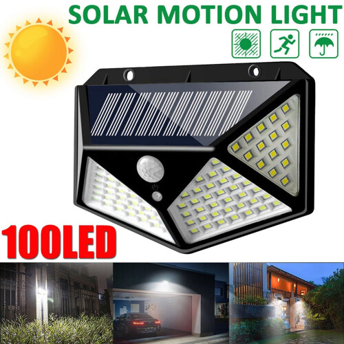 100 LED Solar Power PIR Motion Sensor Outdoor Garden Wall Security Light Lamp 2