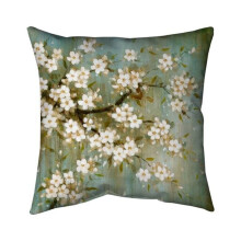 Begin Home Decor 5541-2020-FL80 20 x 20 in. White Cherry Blossom-Double Sided Print Indoor Pillow