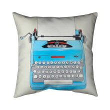 Begin Home Decor 5541-2020-MI72 20 x 20 in. Blue Typewritter Machine-Double Sided Print Indoor Pillow