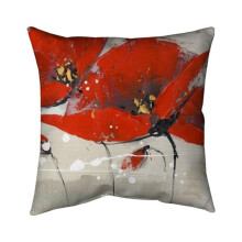 Begin Home Decor 5541-2020-FL51 20 x 20 in. Red Flowers with An Handwritten Typo-Double Sided Print Indoor Pillow