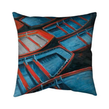 Begin Home Decor 5541-2626-CO69-2 26 x 26 in. Small Blue & Red Canoes-Double Sided Print Indoor Pillow