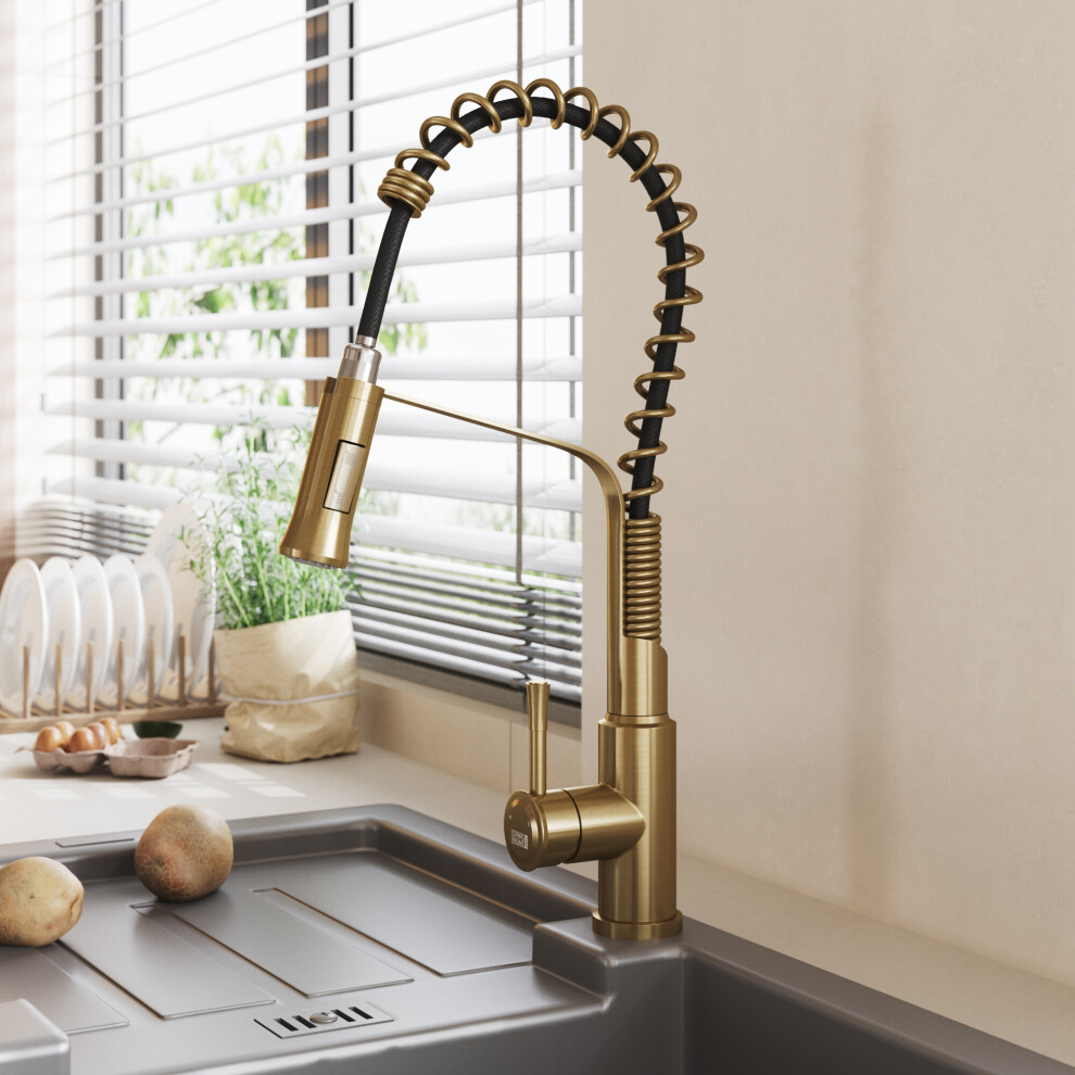 (Gold) Modern Kitchen Pull Down Faucet Swivel Tap