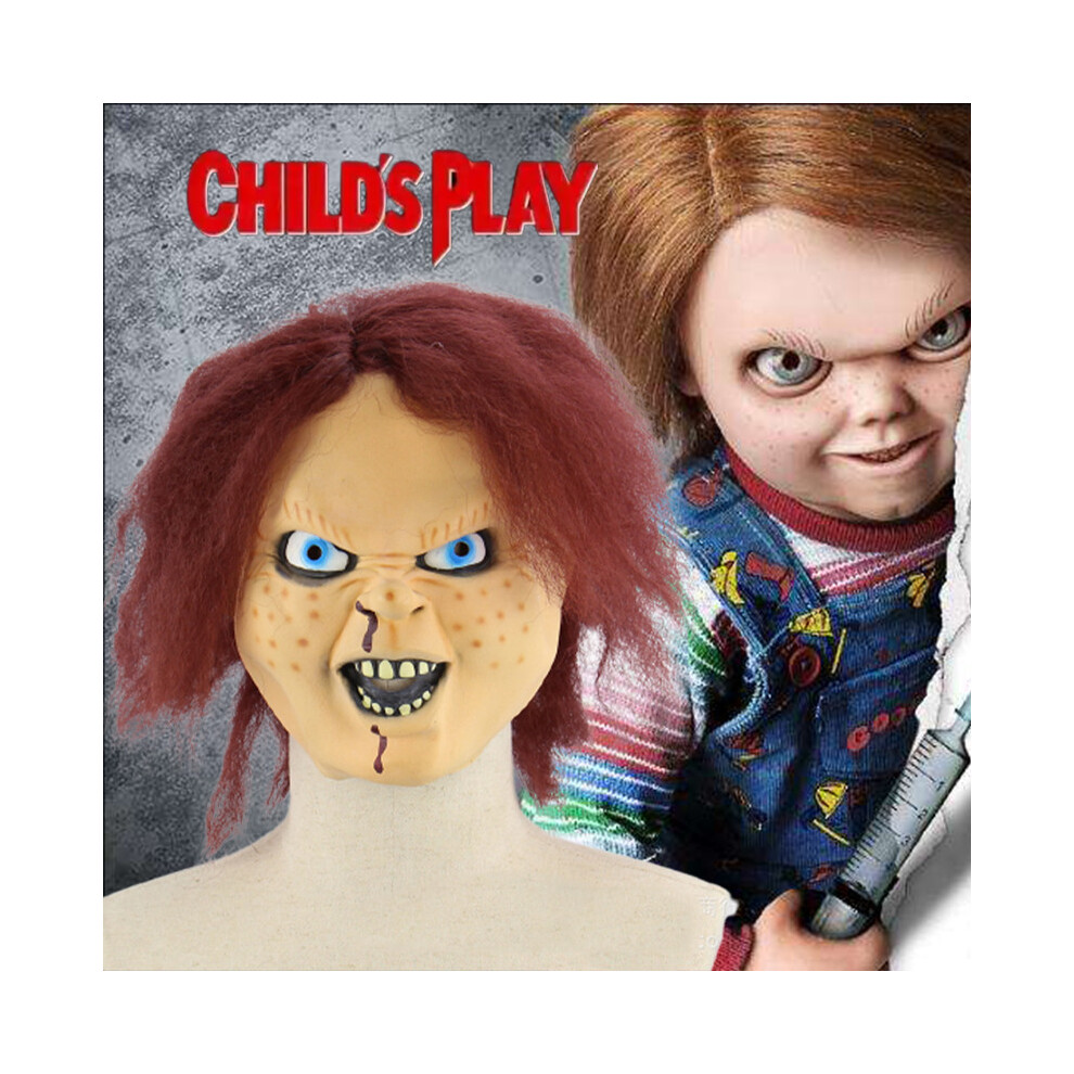 Masque Chucky Réaliste Avec Cheveux Et Couteau - Masque Effrayant Halloween Pour Adultes Et Enfants