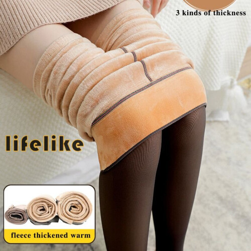 Women's Plus Size Leggings Warm Fleece Lined Pantyhose High Waist Slim  Stretchy Tights for Winter Match with Dress New