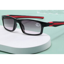 (Red, +300) READING GLASSES Mens SPORTS Silicone Temple Reader