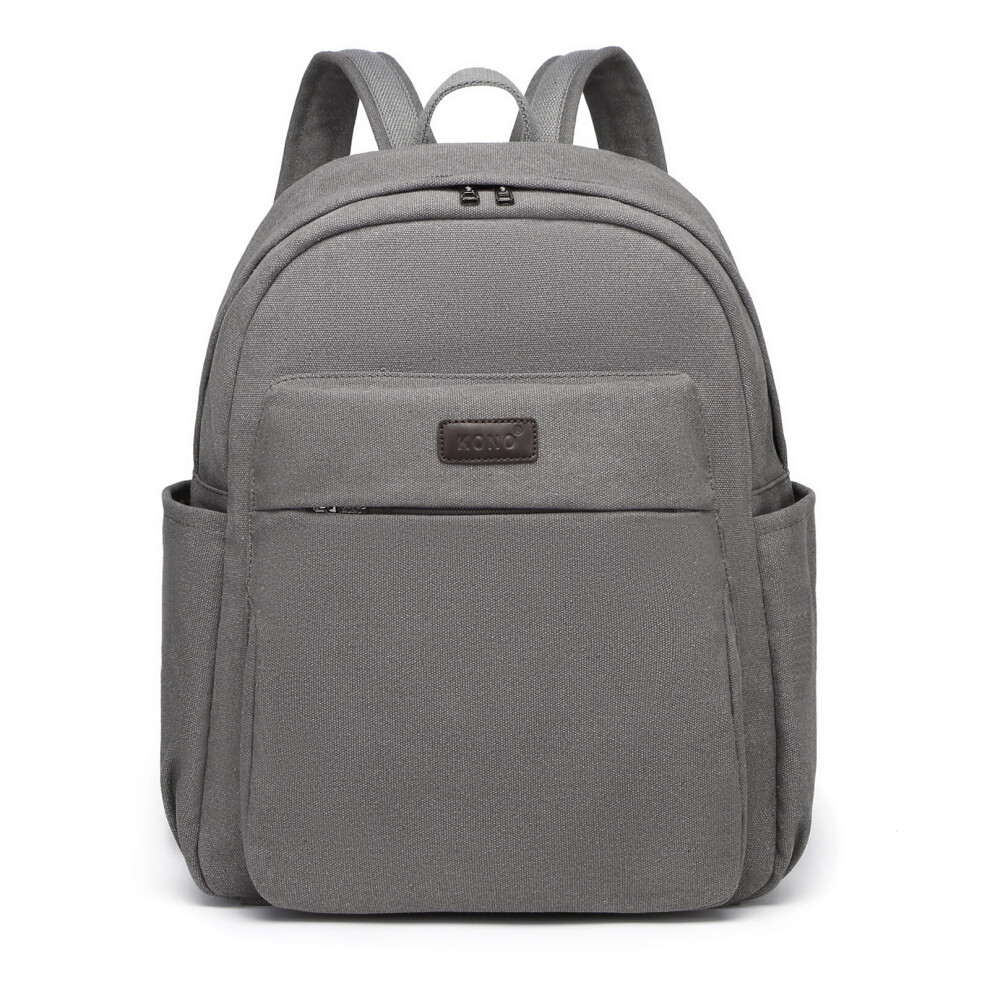 (grey) Miss Lulu Canvas Lightweight Casual School Backpack