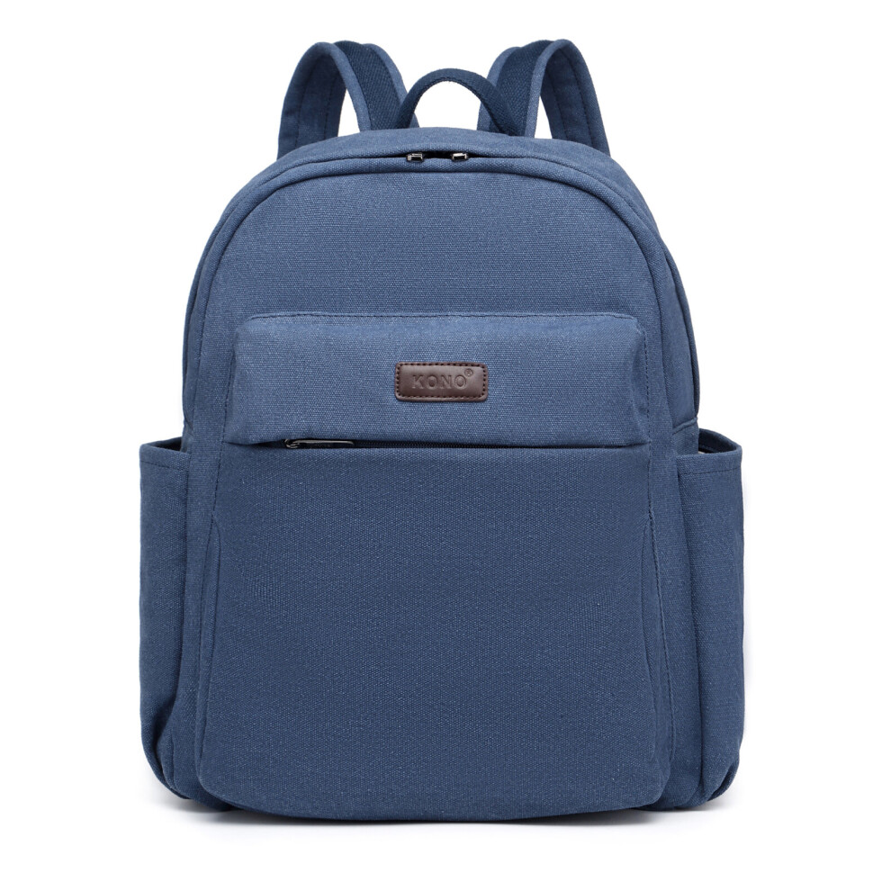 (navy) Miss Lulu Canvas Lightweight Casual School Backpack